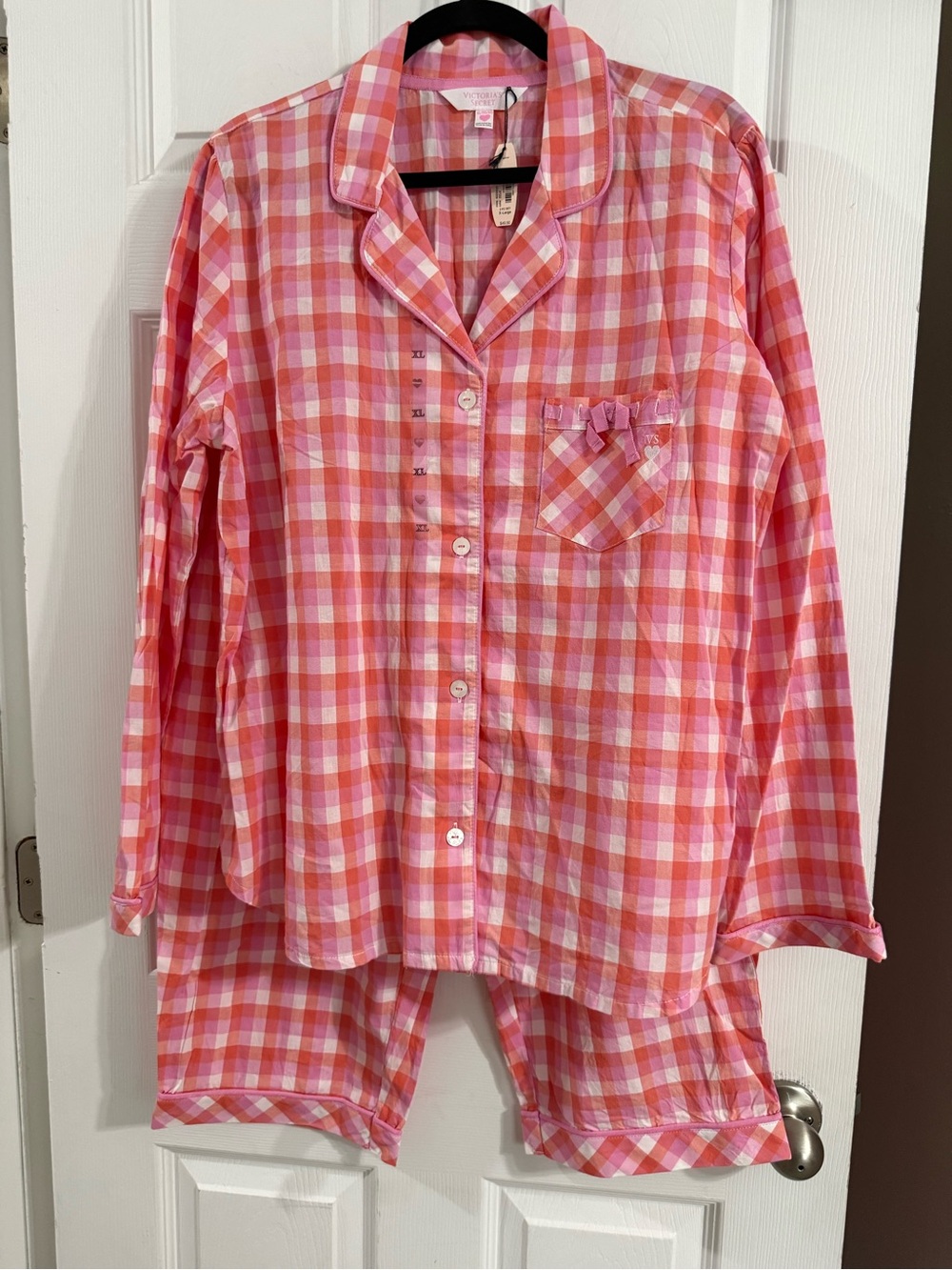 Victoria's Secret Pink and White Plaid Pajama Set XL